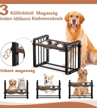 Állítható megemelt Kutya etető-itató készlet
