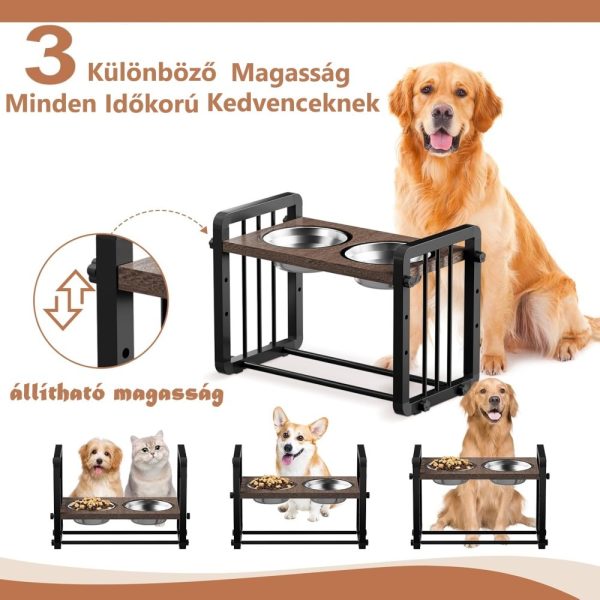 Állítható megemelt Kutya etető-itató készlet