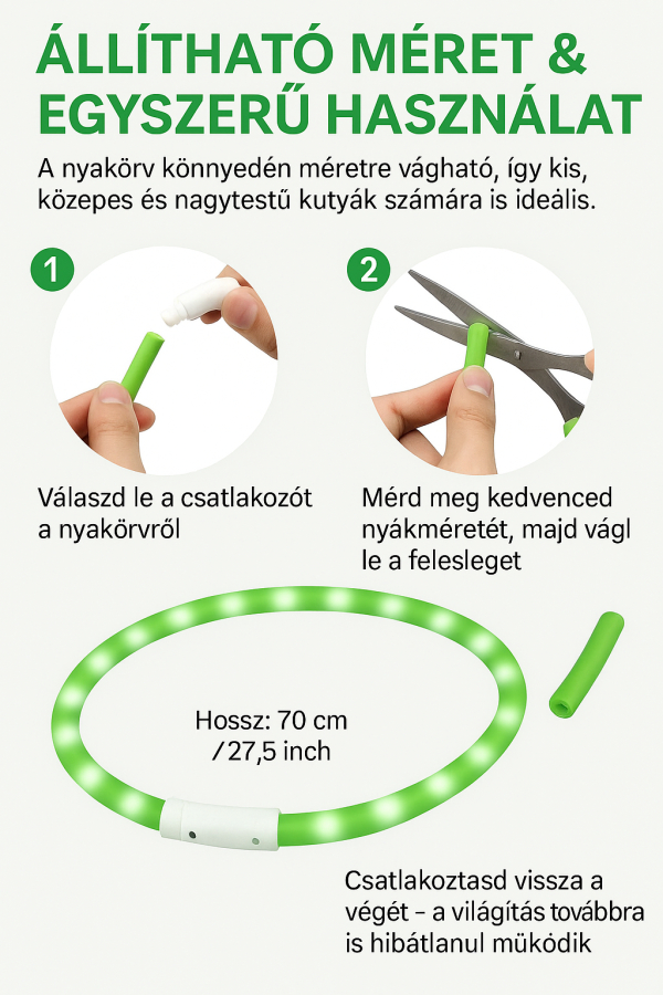 LED vágható világítós nyakörv-72cm - Image 3